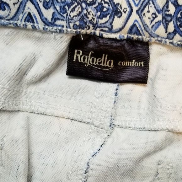 Rafella Comfy Blue and white Floral stretch Straight Leg Pull on pants Size‎ 8 - Picture 5 of 6